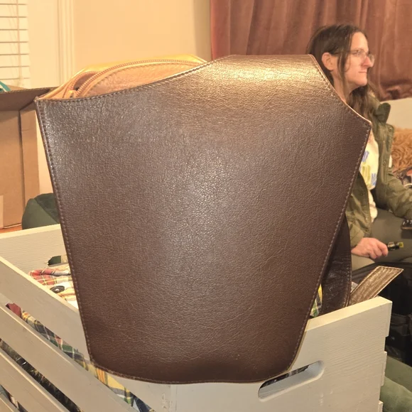 Cover B German Brown Leather Backpack Purse - Picture 9 of 16